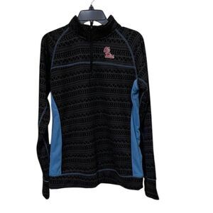 Colosseum Ole Miss Rebels Black and Blue Quarter-Zip Pullover Top Womens XL NWT
